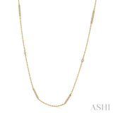 1/2 ctw Bar and Circular Mount Round Cut Diamond Station Necklace in 14K Yellow Gold