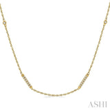 1/2 ctw Bar and Circular Mount Round Cut Diamond Station Necklace in 14K Yellow Gold