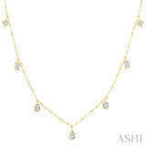 1 1/5 Ctw Bezel Set Mixed Diamond Cut Station Necklace in 14K Yellow Gold