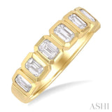 2.00 Ctw 7-Stone Bezel Set Emerald Cut Diamond Fashion Band in 14K Yellow Gold
