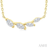 1/4 Ctw Graduated Marquise Cut Diamond Fashion Necklace in 14K Yellow Gold