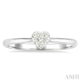 1/10 Ctw Lovebright Petite Heart Shape Round Cut Diamond Fashion Ring in 10K Yellow and White Gold