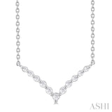 1/8 ctw Petite Chevron Round Cut Diamond Pendant With Chain in Sterling Silver