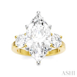 1 1/10 Ctw Tri-Mount Marquise Shape Center Round Cut Diamond Semi-Mount Engagement Ring in 14K Yellow and White Gold