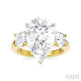 1 1/10 Ctw Tri-Mount Pear Shape Round Cut Diamond Semi-Mount Engagement Ring in 14K yellow and White Gold