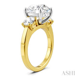 1 1/10 Ctw Tri-Mount Past, Present and Future Round Cut Diamond Semi-Mount Engagement Ring in 14K Yellow and White Gold