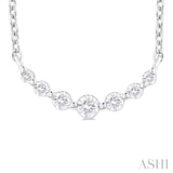 1/8 ctw Petite Smile Graduated Round Cut Diamond Necklace in Sterling Silver