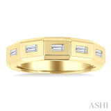 1/6 Ctw Geometric Shape Emerald Cut Diamond Fashion Band in 14K Yellow Gold