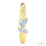 3/8 Ctw Marquise and Pear Cut Diamond Ribbed Hoop Fashion Earrings in 14K Yellow Gold