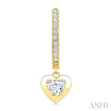 1/2 Ctw Heart Shape Dome Round Cut Diamond Fashion Huggie Earrings in 14K Yellow Gold