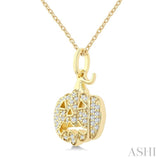 1/6 Ctw Petite Pumpkin Round Cut Diamond Fashion Pendant With Chain in 10K Yellow Gold