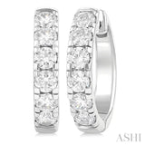 1 1/2 Ctw Round Cut Diamond Hoop Earrings in 14K White Gold