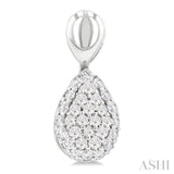 1/3 Ctw Pear Shape Mount Pave Set Round Cut Diamond Fashion Earrings in 10K White Gold