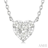 1/10 Ctw Lovebright Petite Heart Shape Round Cut Diamond Fashion Pendant With Chain in 10K Yellow and White Gold