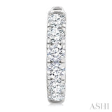 1 Ctw Round Cut Diamond Hoop Earrings in 14K White Gold