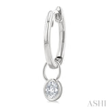 1/3 Ctw Bezel Set Oval Cut Diamond Huggie Earrings in 14K White Gold