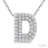 1/8 Ctw Bubble Accent Initial 'D' Round Cut Diamond Fashion Pendant With Chain in 10K White Gold