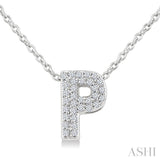 1/10 Ctw Bubble Accent Initial 'P' Round Cut Diamond Fashion Pendant With Chain in 10K White Gold
