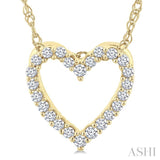 1/10 Ctw Heart Shape Round Cut Diamond Pendant With Chain in 10K Yellow Gold