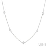 1 1/2 Ctw Bezel Set Oval Cut Diamond Station Necklace in 14K White Gold