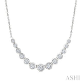 1 Ctw Graduated Bezel Set Round Cut Diamond Smile Necklace in 14K White Gold