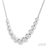 1 Ctw Graduated Bezel Set Round Cut Diamond Smile Necklace in 14K White Gold