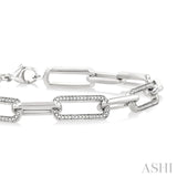 1/10 Ctw Bold Round Cut Diamond Paperclip Fashion Bracelet in Sterling Silver