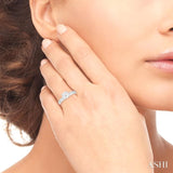 1/20 ctw Circular Shape Grooved Shank Round Cut Diamond Semi Mount Engagement Ring in 14K White Gold