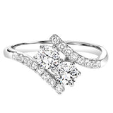 1 Carat 14 Karat White Gold 2 Stone Bypass ring