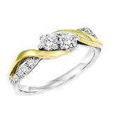 1/2 Carat Diamond Two Stone Ring in 14K White and Yellow Gold