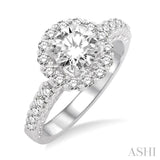 1 1/4 Ctw Diamond Engagement Ring with 3/4 Ct Round Cut Center Stone in 14K White Gold