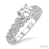 1/2 Ctw Diamond Engagement Ring with 3/8 Ct Round Cut Center Stone in 14K White Gold