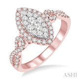 3/4 Ctw Marquise Shape Diamond Lovebright Ring in 14K Rose Gold