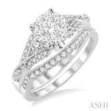 3/4 Ctw Round Cut Diamond Lovebright Bridal Set with 5/8 Ctw Engagement Ring and 1/5 Ctw Wedding Band in 14K White Gold