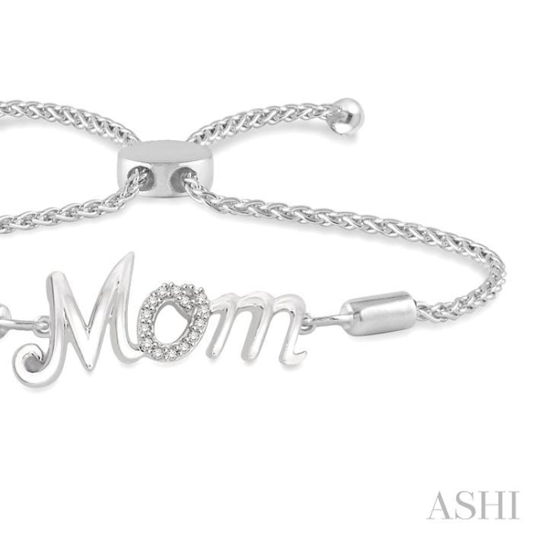 Silver Mom Diamond Lariat Bracelet