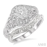 5/8 Ctw Diamond Lovebright Bridal Set With 1/2 Ctw Engagement Ring and 1/10 Ctw Wedding Band in 14K White Gold