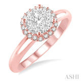 1/3 Ctw Lovebright Round Cut Diamond Engagement Ring in 14K Rose and White Gold