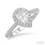 1/6 Ctw Pear Shape Semi-Mount Diamond Engagement Ring in 14K White Gold