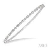3/8 Ctw Marquise & Round Mount Stackable Diamond Bangle in 14K White Gold
