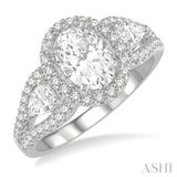 Oval Shape Three Stone Diamond Engagement Ring