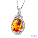 Oval Shape Gemstone & Diamond Pendant