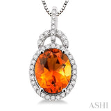 Oval Shape Gemstone & Diamond Pendant