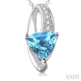 Trillion Shape Silver Gemstone & Diamond Pendant