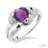 Silver Heart Shape Diamond & Gemstone Fashion Ring