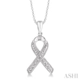 1/20 Ctw Single Cut Diamond Support Ribbon Pendant in Sterling Silver with Chain