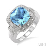 Silver Gemstone & Diamond Ring