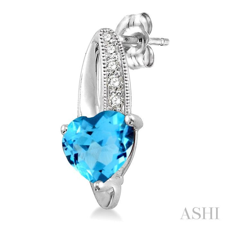 Heart Shape Silver Diamond & Gemstone Earrings