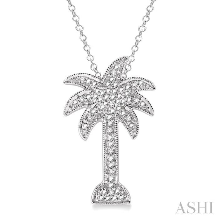 Silver Palm Tree Diamond Pendant
