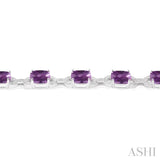 Silver Gemstone & Diamond Bracelet