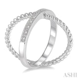 1/20 Ctw Round Cut Diamond 'X' Ring in Sterling Silver